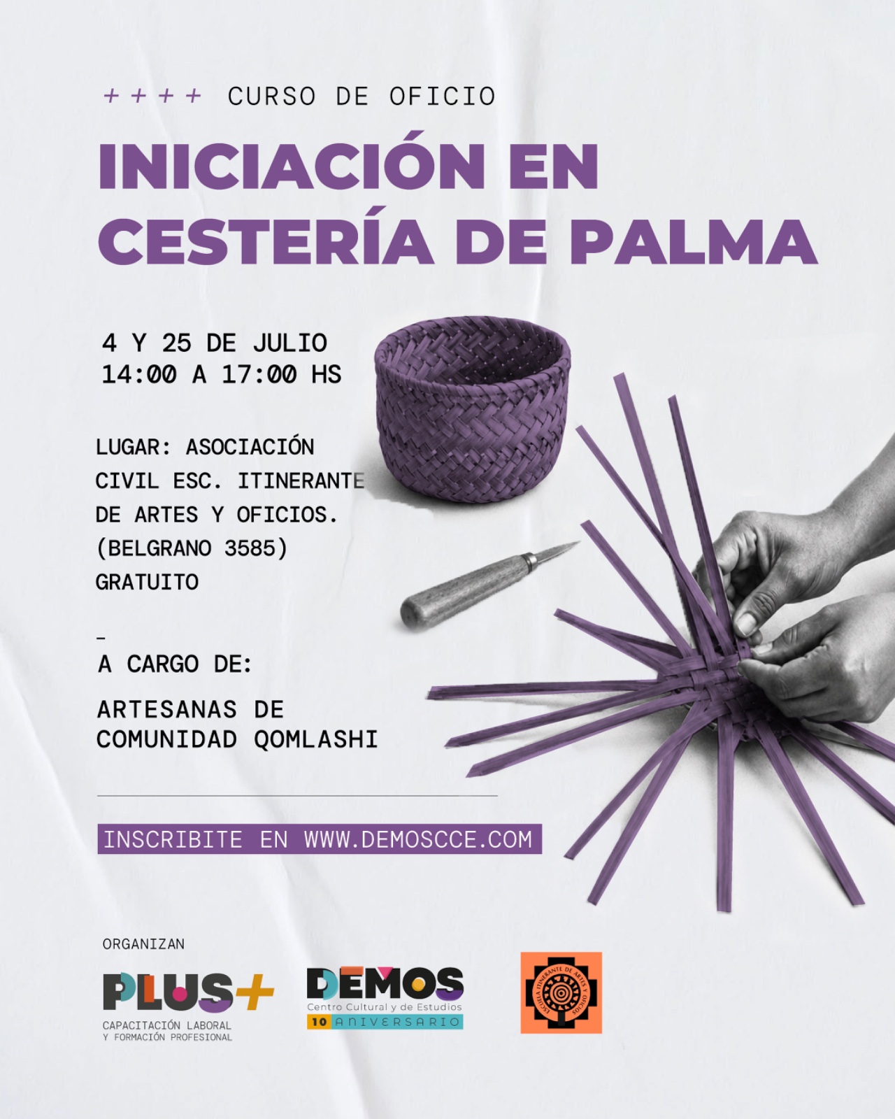 INICIACIÓN EN CESTERÍA DE PALMA